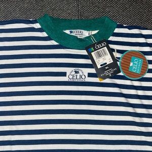 90s Celio Striped Blue and White T-Shirt New With Tags